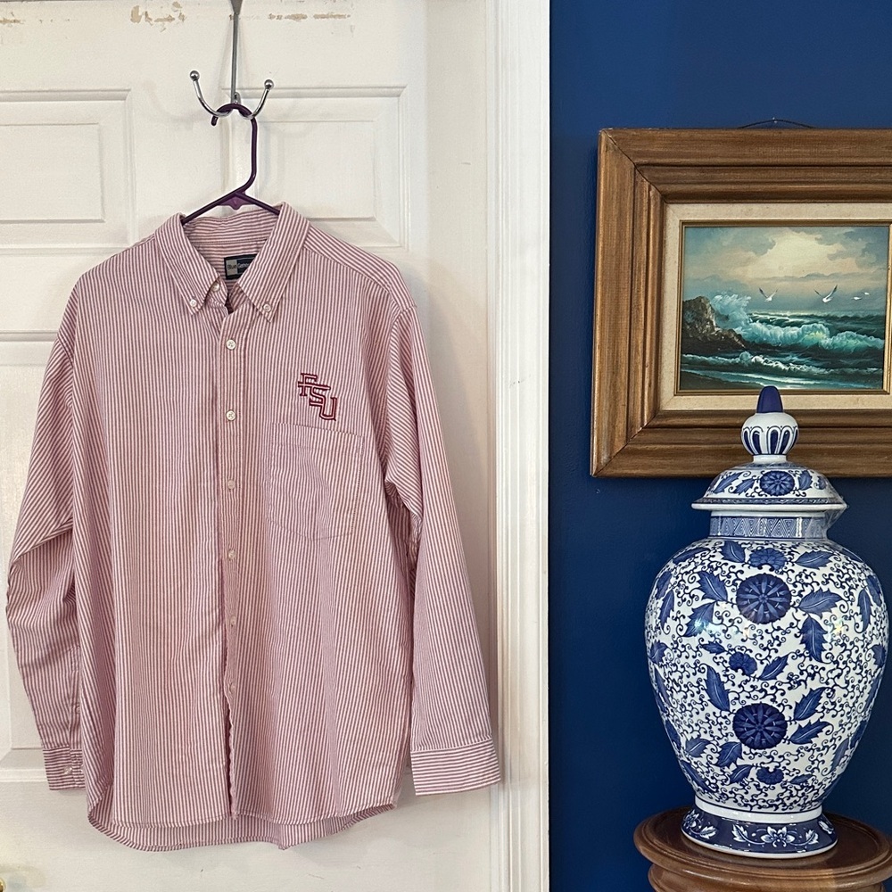 Men's Blue Generation Striped & Embroidered Florida State University Button Down